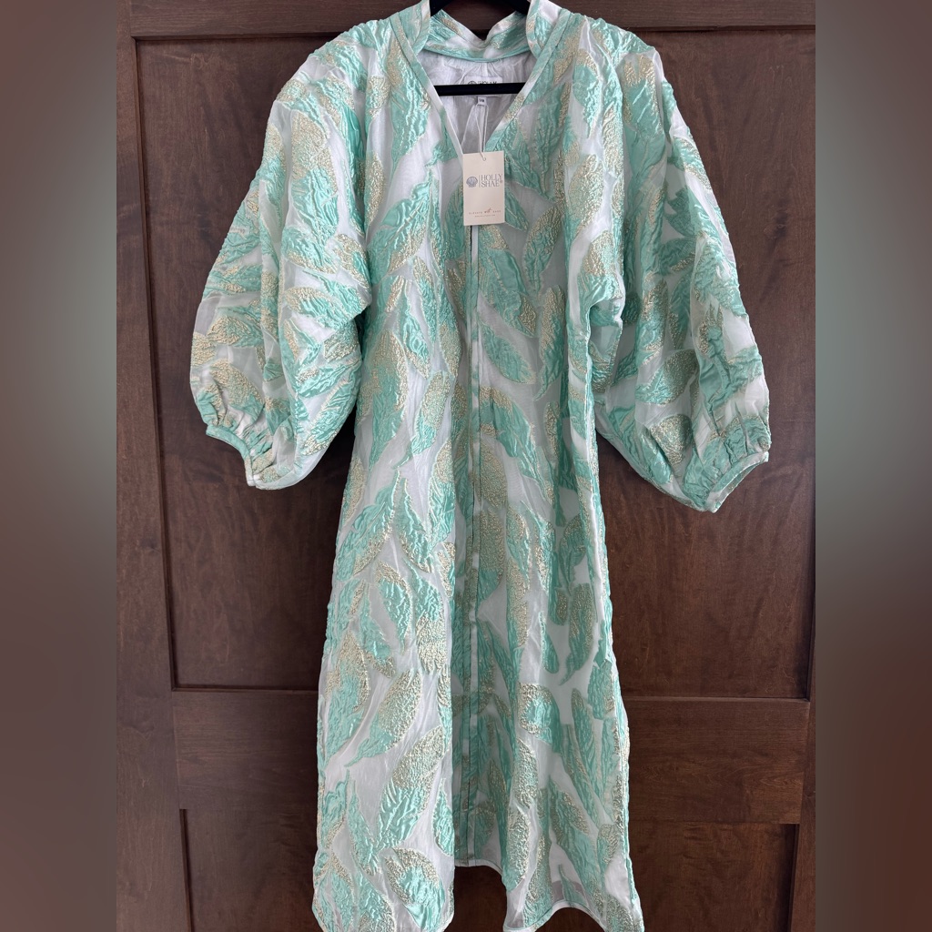 Nwt Holly Shae Jacquard Dress With Full Sleeves Midi Length